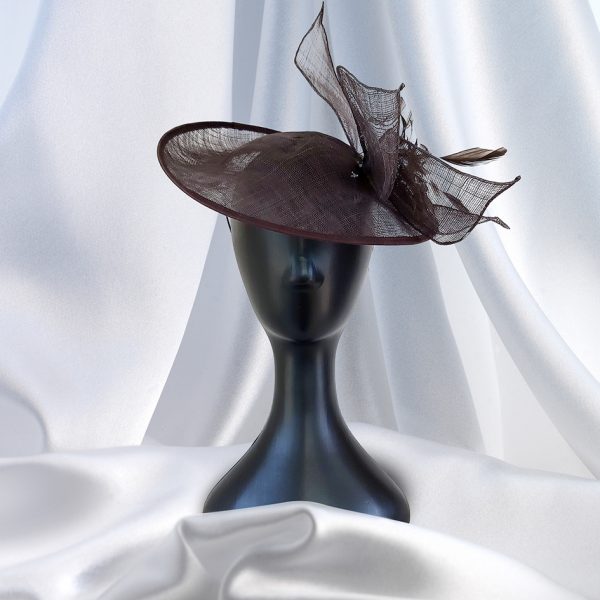 Large Chocolate Flower & Feather Head Piece on Head Band