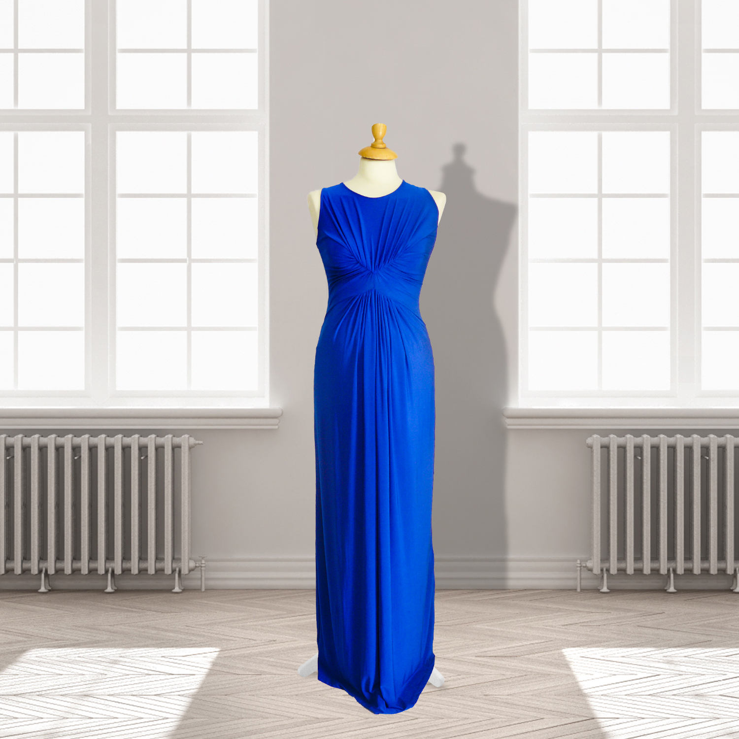 Designer Royal Blue Full length Dress - www.bellabump.co.uk