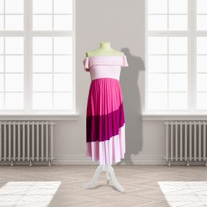 Colour Block Pleated Dress