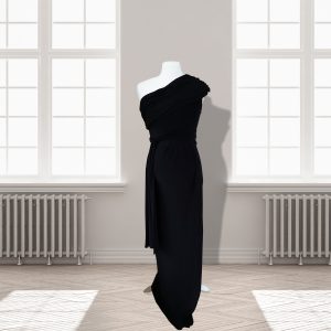 Black One Shoulder Full Length Dress
