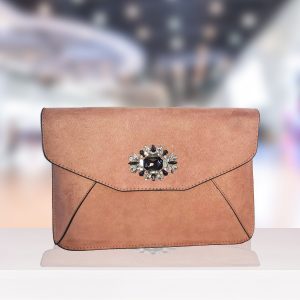 Blush And Jewel Suede Clutch