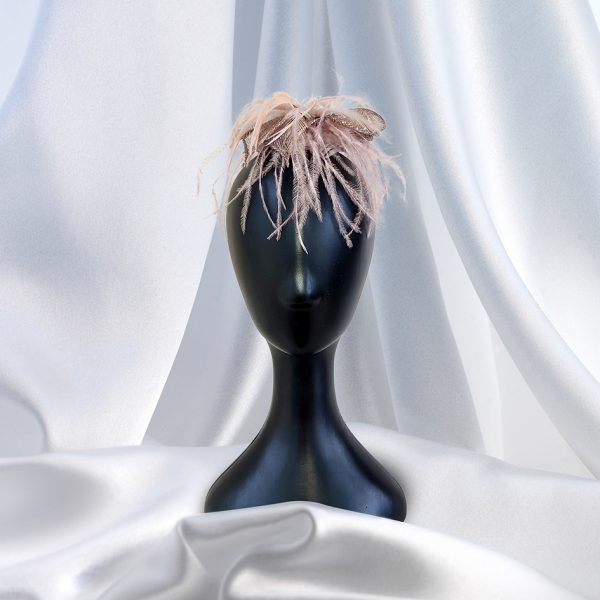 Nude Feather & Flower Head Piece on Clip