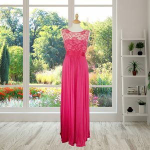 Raspberry Designer Full Length Dress